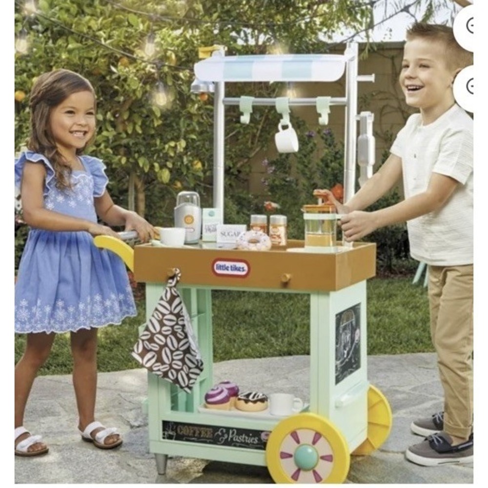 RARE Little Tikes 2-in-1 Café Cart Barista Coffee Shop Playset Complete 25+ Pc H - Picture 3 of 3